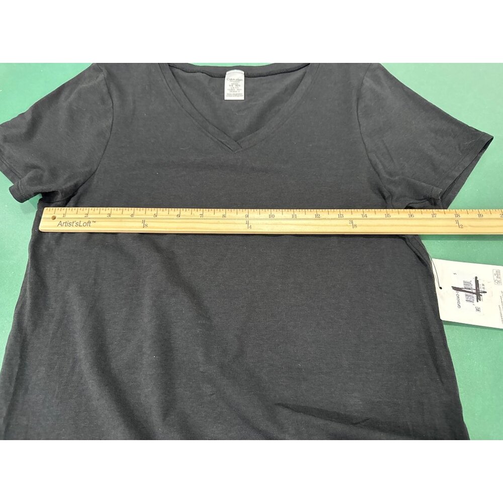 Calvin Klein Women's Black V-Neck Sleepwear T-Shirt S 100% Cotton - Picture 8 of 9